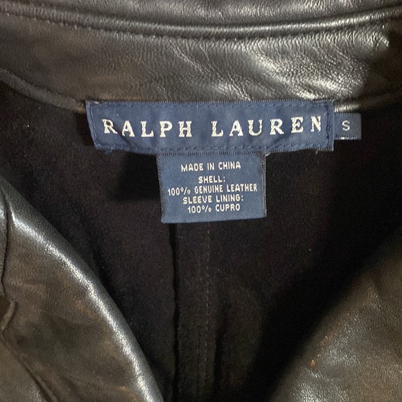 Ralph Lauren Blue Label Cropped Black Leather Jacket - Picture 2 of 14